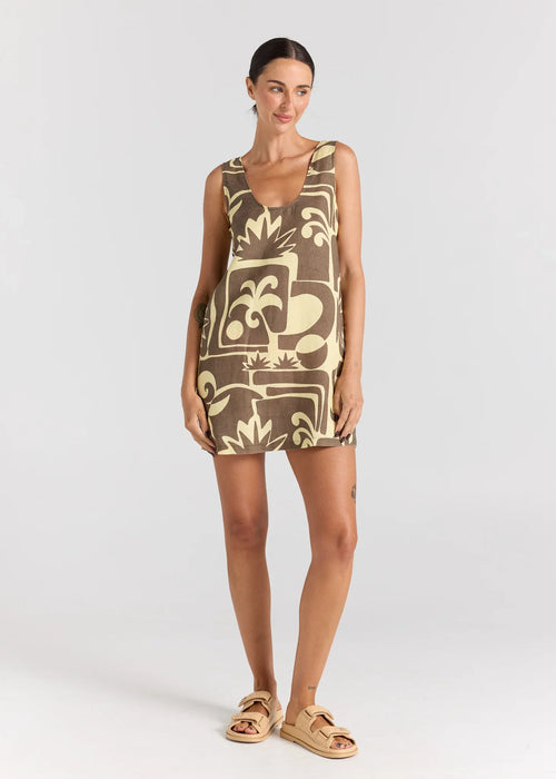 Beachcomber 100% Linen U Shift Dress - Banana