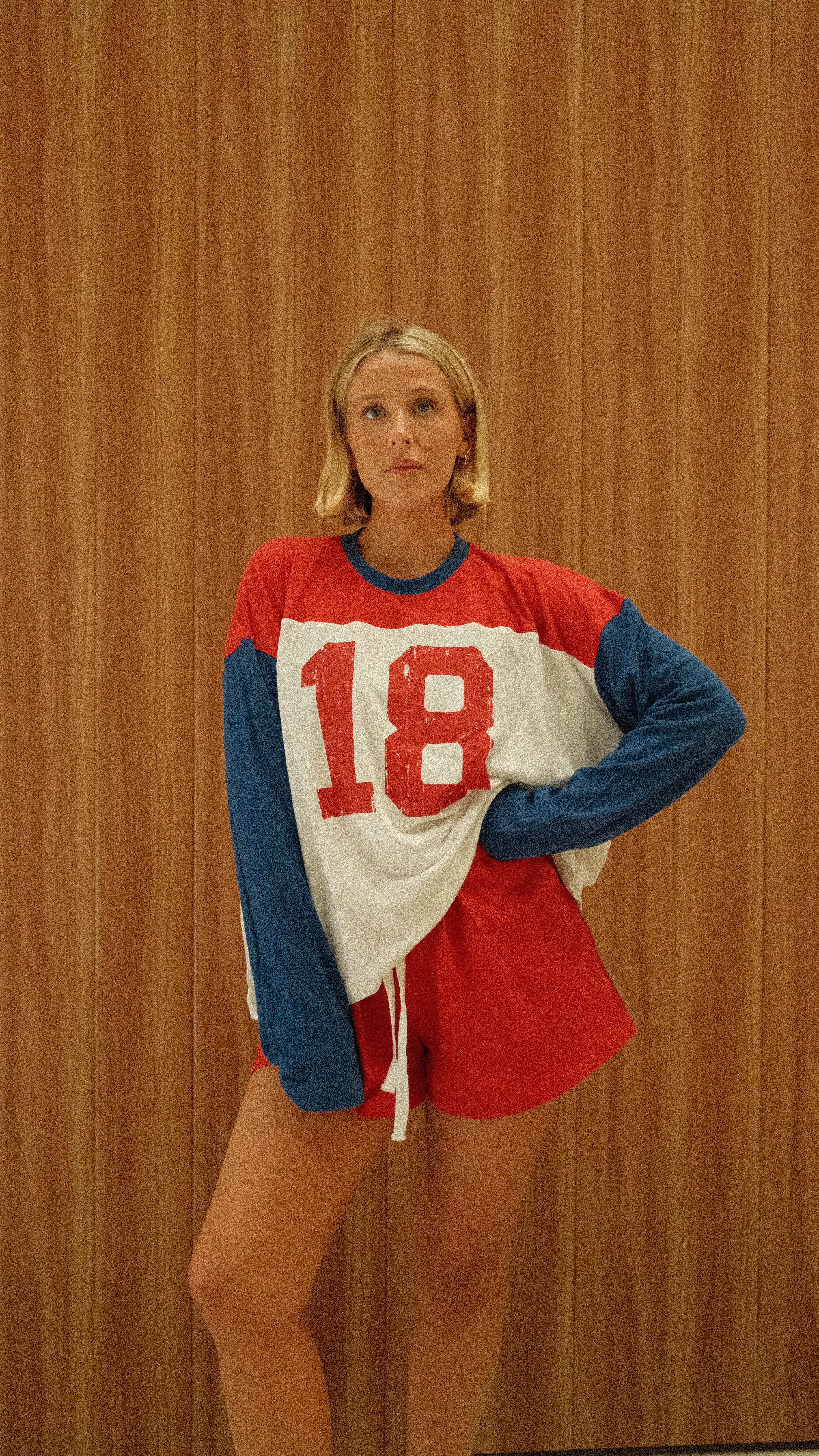 Established L/S Tee - Red / Blue