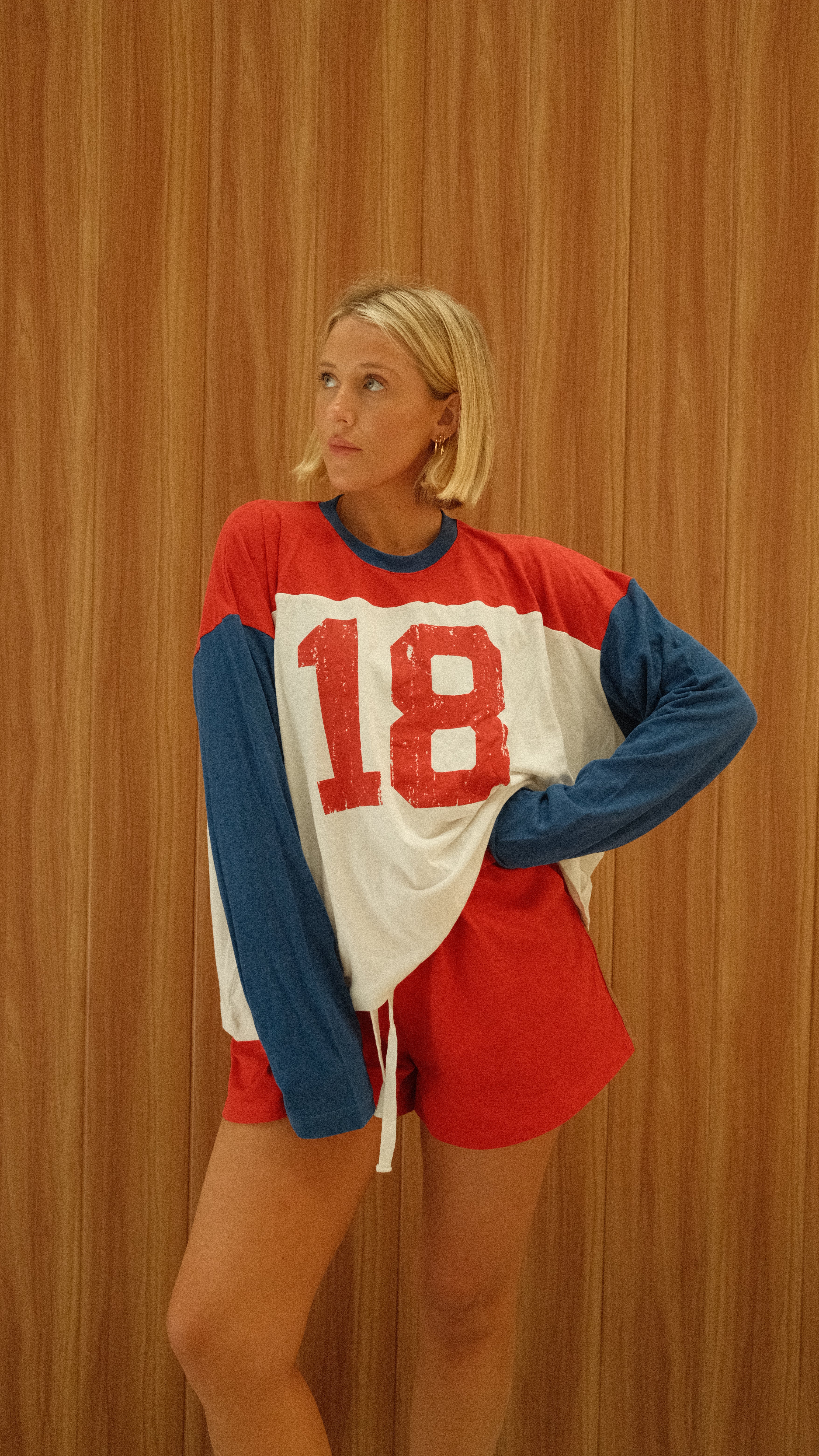 Established L/S Tee - Red / Blue