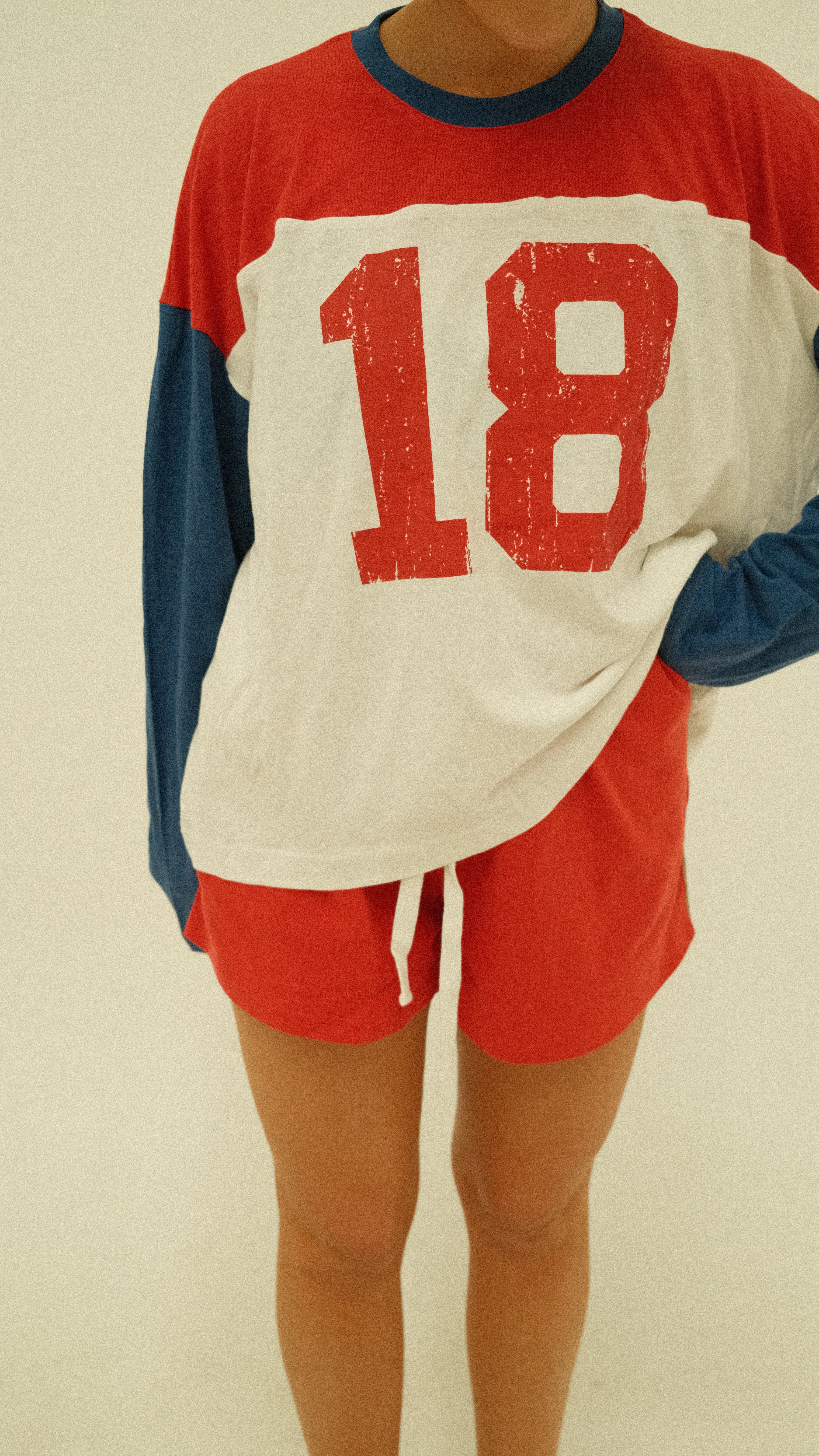 Established L/S Tee - Red / Blue