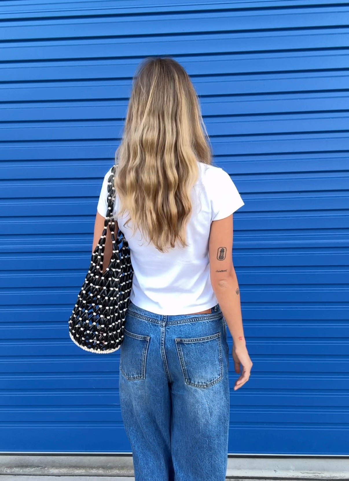 Beaded Bucket Bag Black