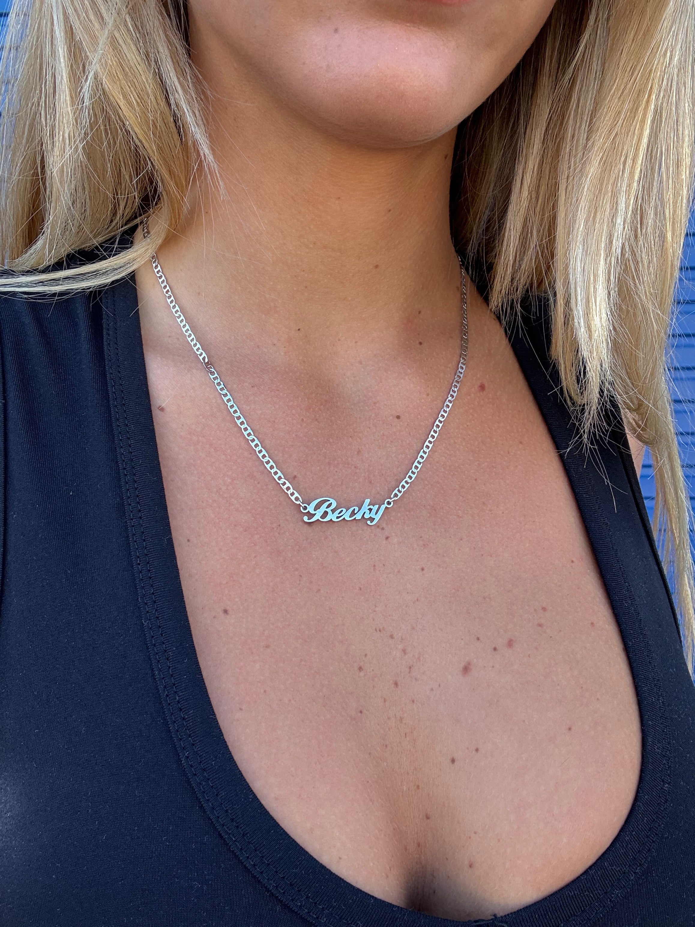 Custom Name Necklace, Silver