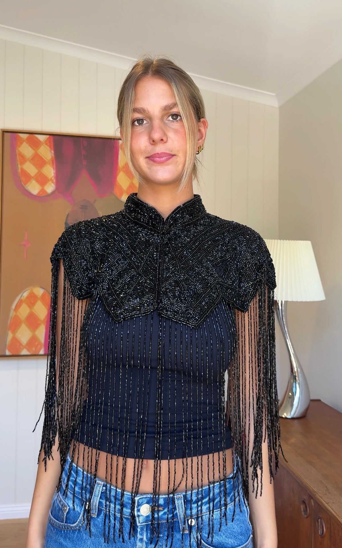 Into the Night Black Beaded Cape