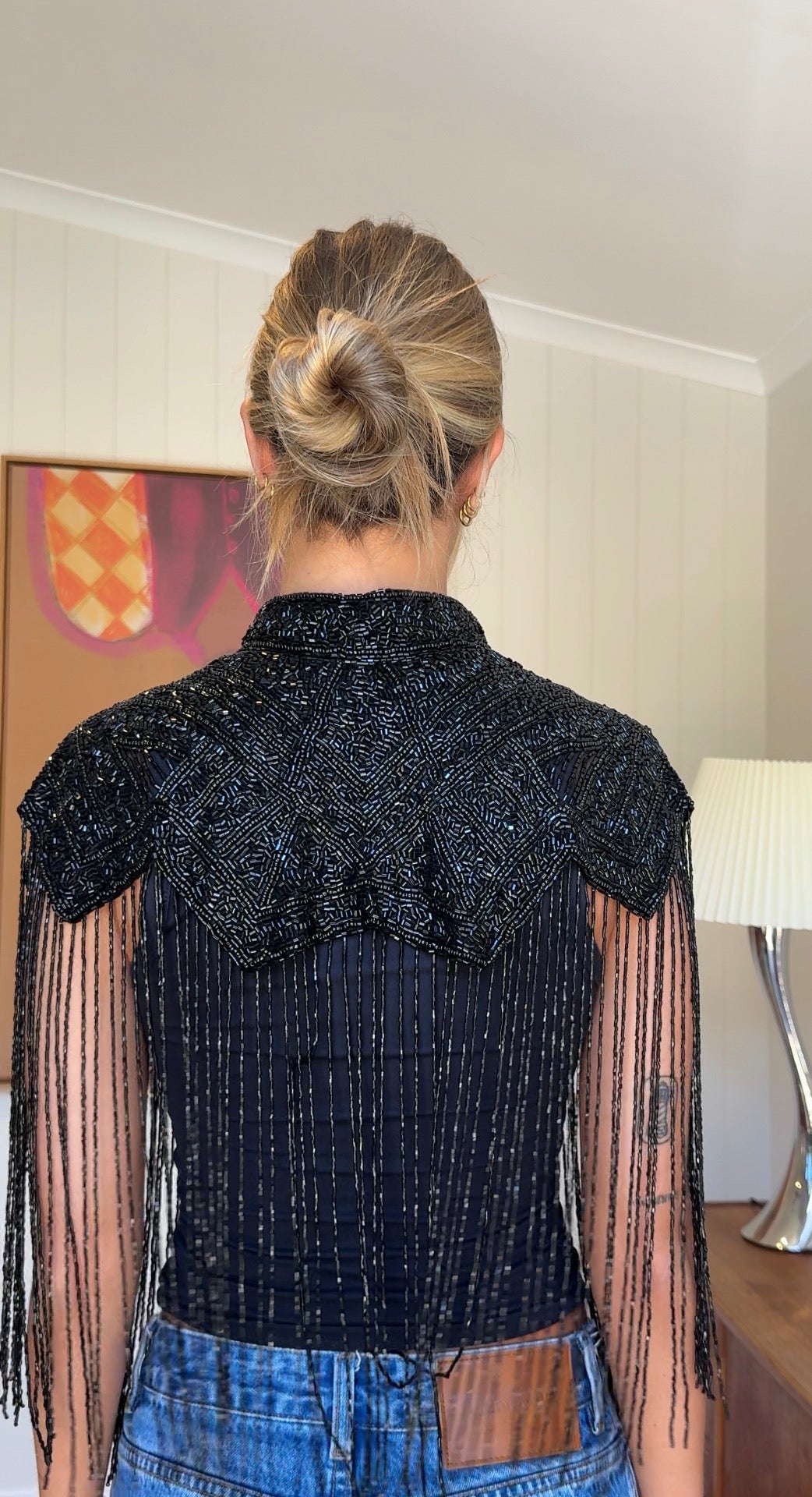 Into the Night Black Beaded Cape