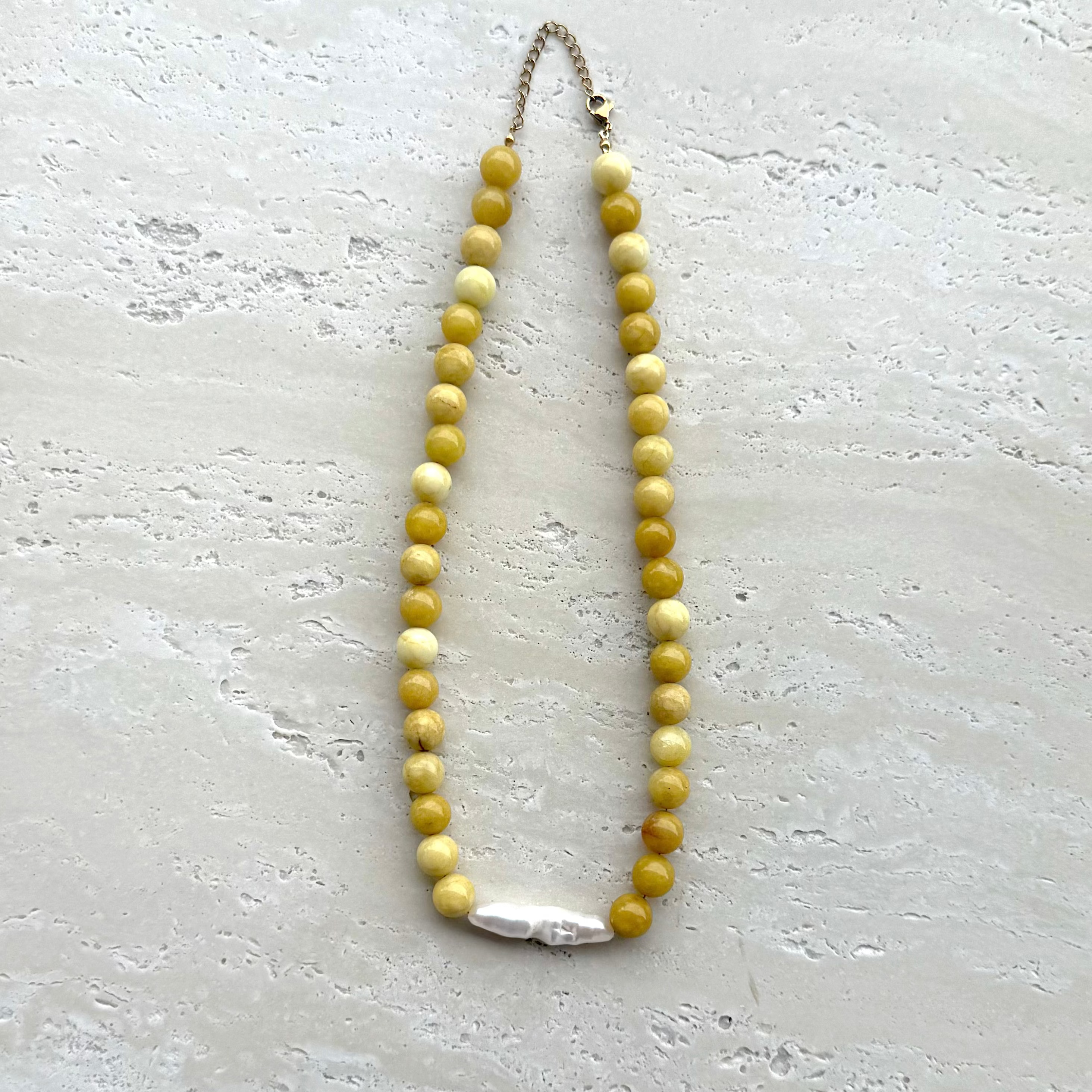 Golden Stone & Freshwater Pearl Necklace