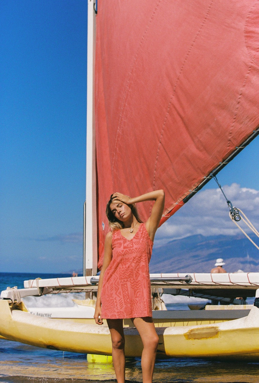 Mai Tai V Tunic Towelling Dress - Tangello