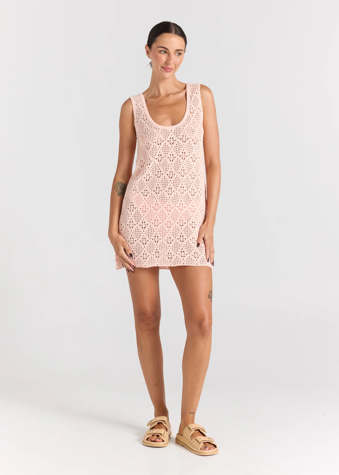 Messina U Crochet Knit Dress - Peony