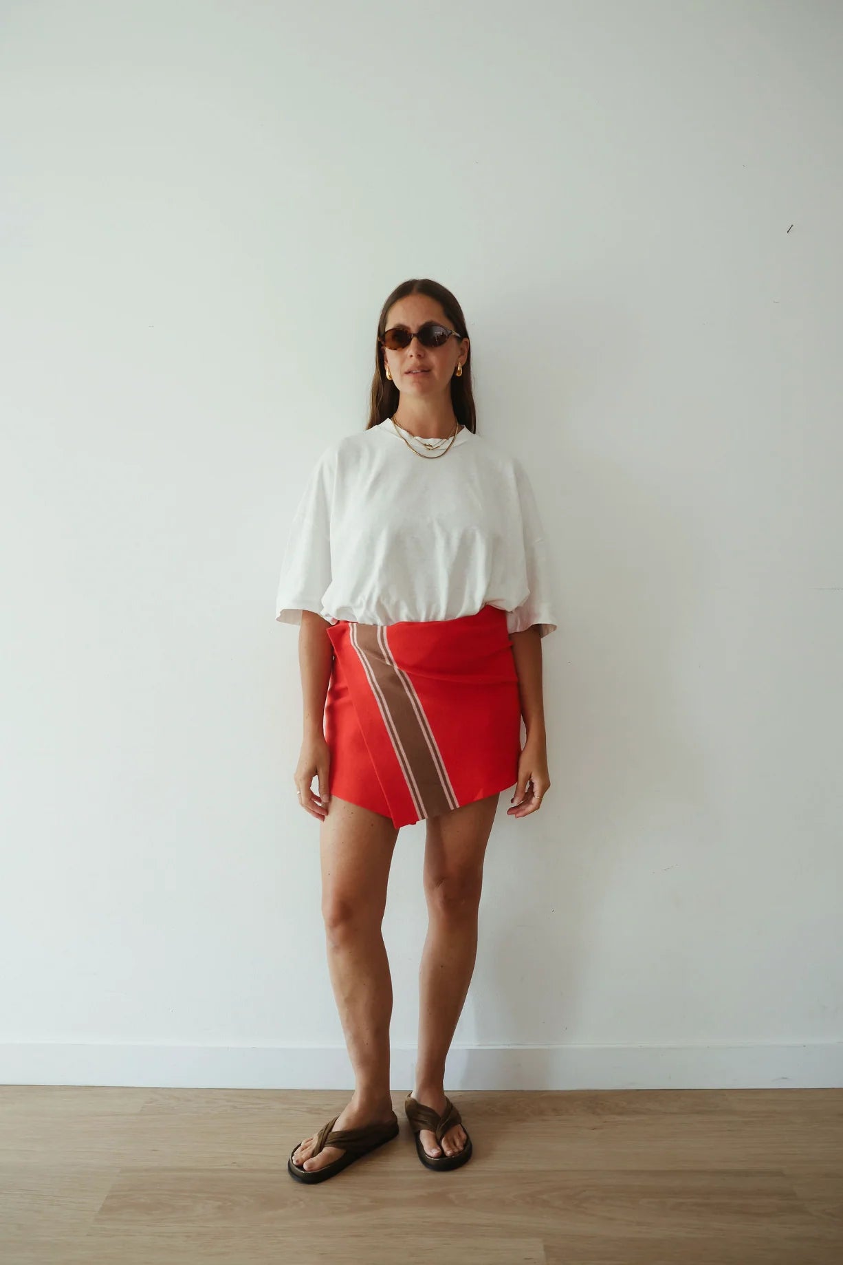 Stripe Knit Skirt - Red