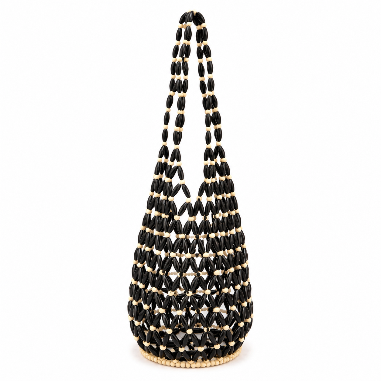 Beaded Bucket Bag Black