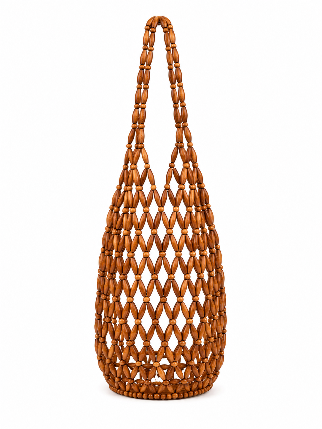 Beaded Bucket Bag Brown