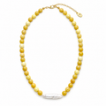 Golden Stone & Freshwater Pearl Necklace
