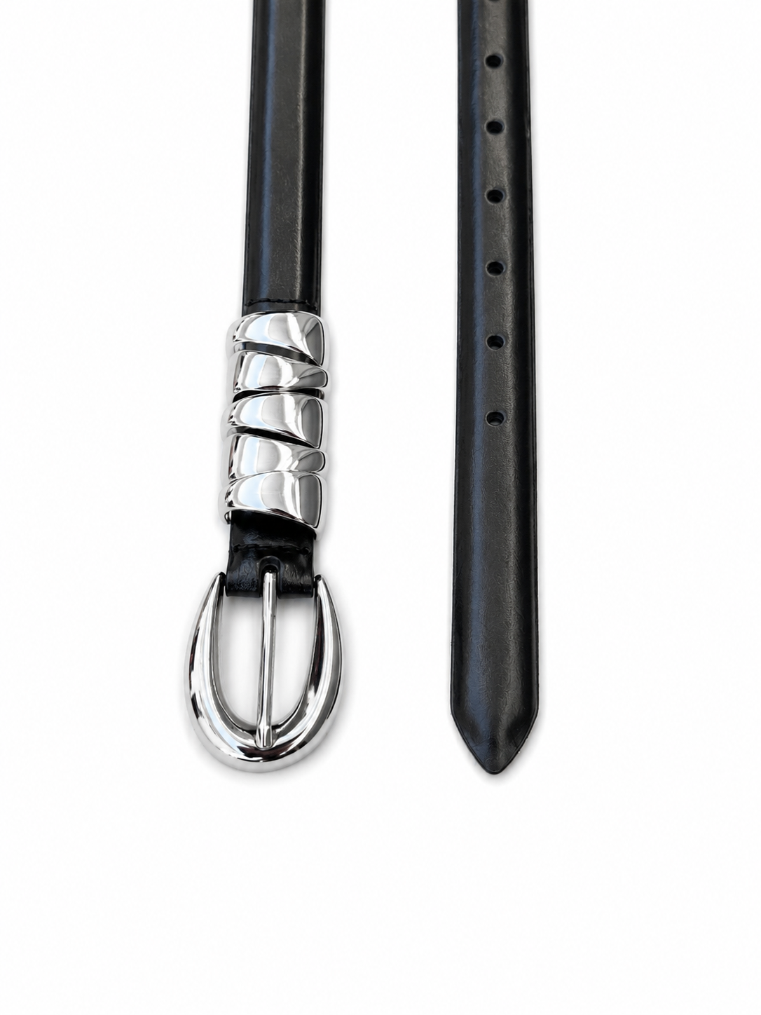 Molten Silver Loop Belt – Black