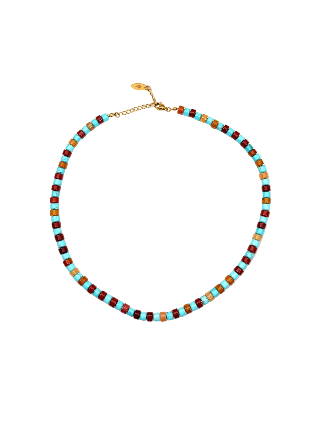 Turquoise and Red Aventurine Beaded Necklace